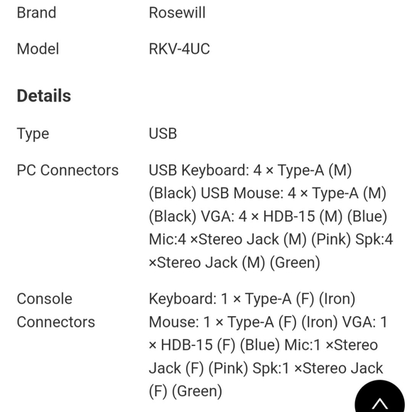ROSEWILL USB Cable KVM Switch 4-Port RKV-4UC factory sealed - Picture 6 of 9